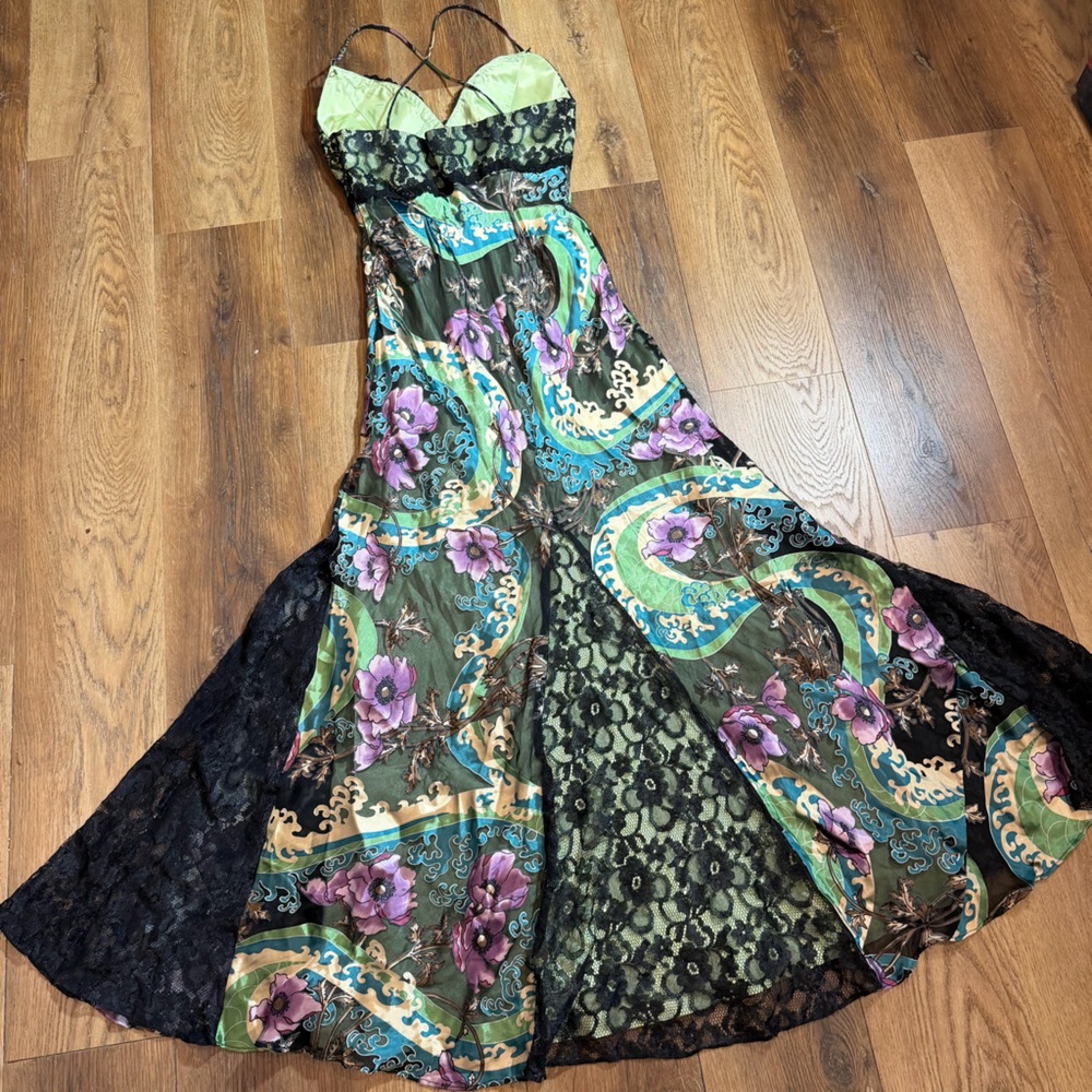 Vintage 90’s Y2K Silk Dress Vintage Floral Vintage Lace Dress Vintage Silk Dress - Picture 10 of 14
